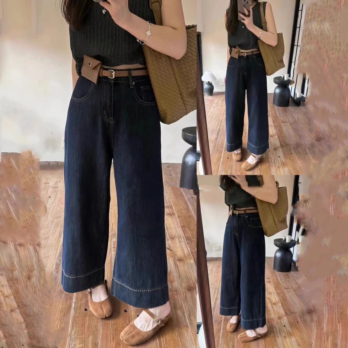 Women's Plus Size Straight-Leg Jeans Autumn Slimming Bell Bottoms 2025 New Arrival Trendy Pants Nine-Point Length