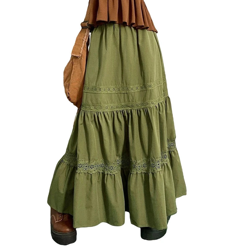 Vintage Green Pleated Skirt